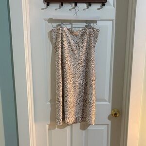 Cream Leopard Print Satin Midi Skirt
